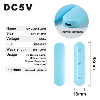DC5V UV Gelio Gydant Šviesos Mini Ultravioletinių Kietinimo Lempa su USB, Android Sąsaja UV Kietėjimo Žibintai Powerer Pagal Adapteris, skirtas Manikiūro