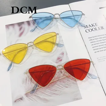 DCM Mados Metalo Trikampis Akiniai nuo saulės Moterims Prekės ženklo Dizaineris Retro Vandenyno Objektyvas Moteriški Saulės Akiniai UV400 Gafas De Sol Mujer