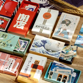 Degtukų dėžutė Dienoraštis Lipdukai Retro Scrapbooking kawaii Stacionarių Japonų Stiliaus Albumą Biuro Reikmenys, Meno Reikmenys 60pcs/box