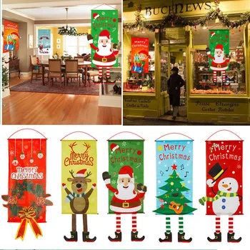 Dekoracija Namuose Merry Xmas Priebučio Duris Reklama Kabo medžiaga Ornamentu Linksmų Kalėdų Navidad 