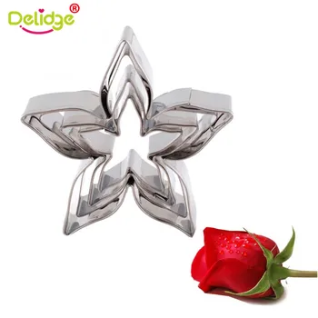 Delidge 4pcs/set Rožės Taurele Gėlių Tortas Dekoravimo Formų Nerūdijančio Plieno Kepimo Minkštas Cookie Cutter Vestuvių Kepimo Įrankiai