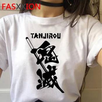 Demon Slayer T-Shirt Moterims, Grafinis Viršuje Tees Kimetsu Nr. Yaiba marškinėliai Japonų Anime Marškinėlius Harajuku Punk moterų plius dydis spausdinti