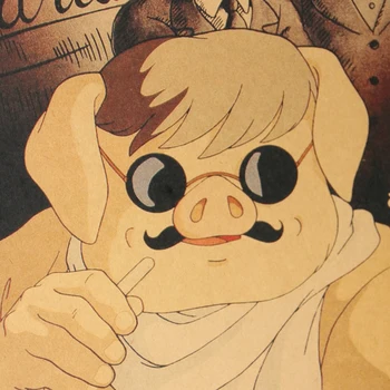 Derliaus Filmą Hayao Miyazaki Raudona Kiaulių Kraftpopieris Plakatas Kambarį Apdailos Siena Lipdukas Dažymas Tapetų 36 X 51.5 cm