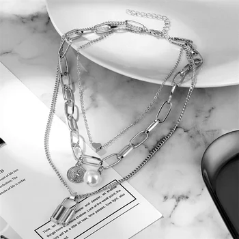 Derliaus Heart Lock Pendant Grandinės Choker Karoliai Moterų Elegantiškas Baroko Perlų Karoliai Apykaklės Papuošalai