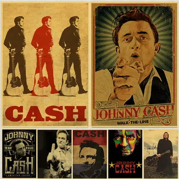 Derliaus Johnny Cash Kantri Muzikos Dainininkė Retro Plakatai Namų Dekoro Kraft Klasikinis Sienos Popieriaus Aukštos Kokybės Meno Tapybos