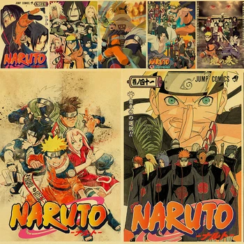 Derliaus Naruto Anime Plakatus Retro Plakatai, Kraft Popierius, Dekoratyvinis Dažymas Namo Kambario Dekoro Siena Lipdukas Gerbėjai Kolekcija