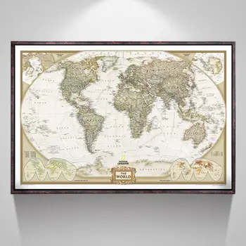 Derliaus Pasaulio Žemėlapyje Namų Puošybai Senovinių Plakatų Sienos Diagramos Retro Popierius Matinis Kraftpopieris 28*18inch zemelapis be rėmelio
