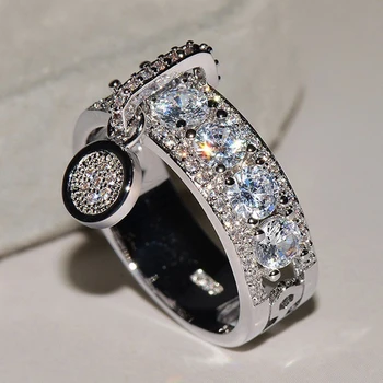 Derliaus Prabangius Pink Gold Crystal Spalvos Vestuvinis Žiedas Cirkonis Dalyvavimas Apdaila Kubinių Unikalios Formos Piršto Žiedą JewelryCouple žiedas