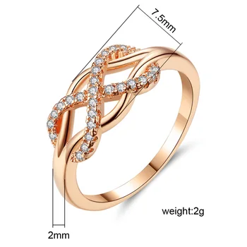 Derliaus Vario Bangų Žiedai Moterų Mados Infinity Dizaino Rose Gold Wave Žiedas Vestuves Mados Juvelyrika