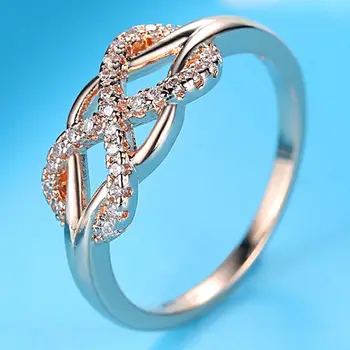 Derliaus Vario Bangų Žiedai Moterų Mados Infinity Dizaino Rose Gold Wave Žiedas Vestuves Mados Juvelyrika