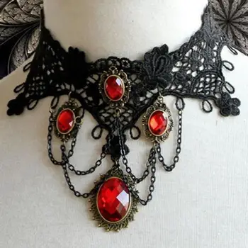 Derliaus Viktorijos Gothic Lolita Nėrinių Karoliai Vampyras Cosplay Kostiumų Choker Halloween 
