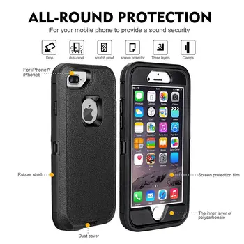 Didelio Poveikio Hibridas atsparus smūgiams Cover Case For iPhone 6 6s 7 8 Plius Sunkiųjų Apsaugos Telefono Atvejais & Diržo