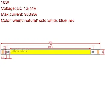 Didelis Skatinimo DC 12V LED, COB Juostelės Lemputė 1000LM 10W LED Juostelė Šviesos Lempos 200*10MM Šiltas Vaiskiai Balta Mėlyna Raudona Žalia Geltona Apšvietimas