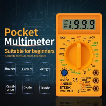 DIDIHOU Skaitmeninis Multimetras Voltmeter Ammeter Ohmmeter DC10V~1000V 10A 750V Srovės Testeris Bandymo LCD Ekranas DT830B