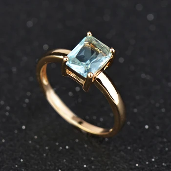 Didmeninės Ir Mažmeninės Prekybos ! Aukso Spalva Mėlyna Kristalų CZ bižuterijos Vestuvinį Žiedą J096