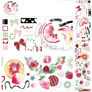 Dienoraštis dekoratyviniai lipdukai vasaros gėlių, vaisių washi tape naujas