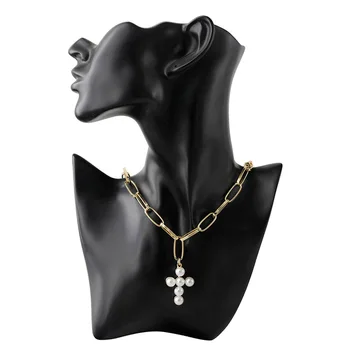 DIEZI Prabangus Dizainas Perlų Choker Karoliai Moterų Kryžius Pakabukas Kaklo Moterims Aukso Spalvos Mados Monetos, Papuošalai