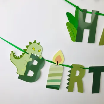 Dino šaliai Folijai, balionai Dinozaurų traukti vėliavos Popieriaus plokštė taurės šiaudų Mielas dovana Gydo vaikų gimtadienio dekoro Kriokimas džiunglių šalis