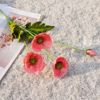 Dirbtinis aguonos gėlių Vestuvių Pamergės Puokštė Dirbtinės Gėlės Šilko Miegamasis šalis, biuro Dekoras sodas Foto rekvizitai