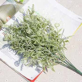 Dirbtinės gėlės plastiko lapai balti purūs milteliai hipokampo žolės padirbtų augalų vestuvių namų puošybai susitarimo priedų