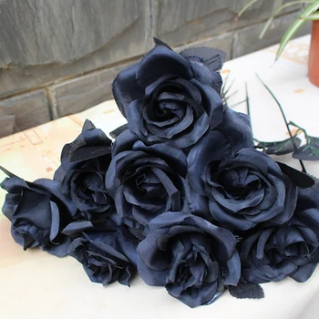 Dirbtinės Juodosios Rožės Dahlia Gėlių Filialo Nekilnojamojo Touch Netikrą Gėlių Namų, Sodo Dekoro Gėlių Vestuves Apdaila