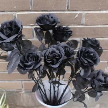 Dirbtinės Juodosios Rožės Dahlia Gėlių Filialo Nekilnojamojo Touch Netikrą Gėlių Namų, Sodo Dekoro Gėlių Vestuves Apdaila