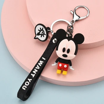 Disney Mickey Mouse Dygsnio Skaičius Keychain Žiedas PVC Animacinių filmų Gyvūnų Anime Minnie Veiksmų Skaičius, Modelis Dovana Mergina Vaikų Vaikams, Žaislai