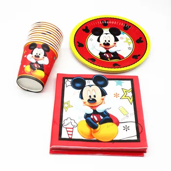 Disney Mickey Mouse Gimtadienio Reikmenys Vienkartiniai Indai Gimtadienio Dekoracijas Vaikai Popieriaus, Šiaudų, Popieriaus Plokštės