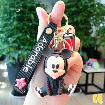 Disney Pelės Piakchu Pav Lėlės Key Chain Mergaitėms Maišelį Pakabukai Automobilių Pakabukas Keyrings Animacinių Filmų Dygsnio Mickey Minnie Keychains