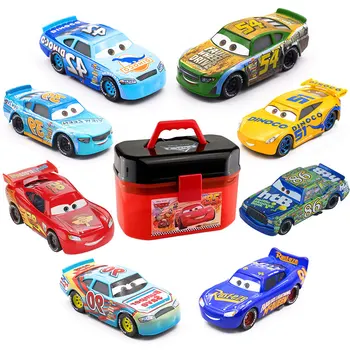 Disney Pixar Automobilių Žaibas McQueen Nešiojamų Saugojimo Dėžutė Su Jackson Audra Mack Dėdė 1:55 Metalo Diecast Automobilių Žaislas Kalėdų Dovana