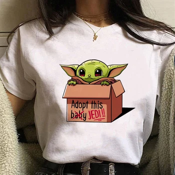 Disney TV serialas Mandalorian Vasaros Marškinėlius Baby Yoda Dygsnio Balta Punk T Shirt Unisex Harajuku Moterų Viršūnių Atsitiktinis Streetwear