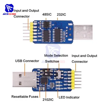 Diymore CP2102 USB-UART 6-in-1 Daugiafunkcinis(USB-TTL/RS485/232,TTL-RS232/485,232, kad 485) Serijos Adapteris Arduino