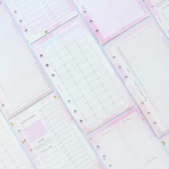 Domikee naujas mielas kawaii mokyklos 6 skyles pildymo popieriaus lapų segtuvą planuotojas spiralės nešiojami kompiuteriai:kasdien kas savaitę kas mėnesį planuotojas
