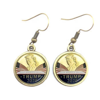 Donald Trump 2020 Surinkimo Rinkimų Stiklo Cabochon Išlaikyti Amerika Didžiosios Aukso/Bronzos Auskarai Papuošalai Moterims, Merginos
