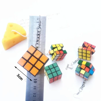 Donarsei Juokinga Dervos 3D Magic Cube Lašas Auskarai Moterims, Spalvingas Geometrines Greitis Kubo Tabaluoti Auskarai Naujovė Papuošalai