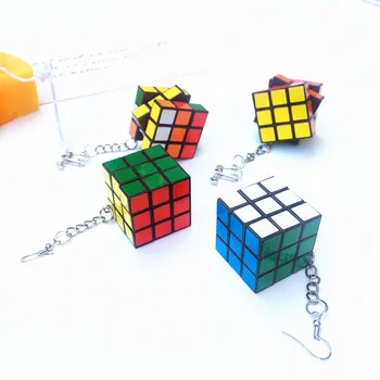 Donarsei Juokinga Dervos 3D Magic Cube Lašas Auskarai Moterims, Spalvingas Geometrines Greitis Kubo Tabaluoti Auskarai Naujovė Papuošalai