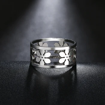 DOTIFI 316L Nerūdijančio Plieno Žiedai Moterims Šešių Žiedlapių Dalyvavimas Vestuvių Žiedas Papuošalai