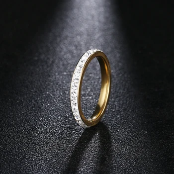 DOTIFI 316L Nerūdijančio Plieno Žiedai Moterims Aukso Spalvos Kristalų Dalyvavimas Vestuvių Žiedas Papuošalai