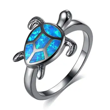 Dovolov Kubinis Cirkonis Moterų, moterų papuošalai, dovana, MIELAS vėžlys gyvūnų formos Kubinių Zirconia akmenys, žiedai, Mėlyna spalva