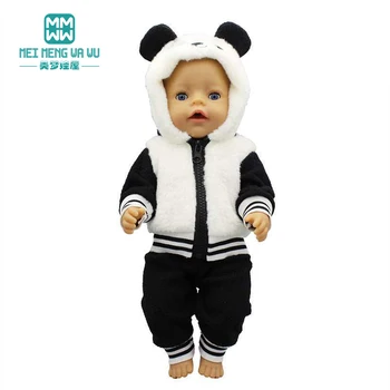 Drabužių lėlės Mados panda striukė, kostiumas tinka 18inch 43-45cm kūdikių žaislas naujas gimęs lėlės ir Amerikos lėlė Mergaitė dovana