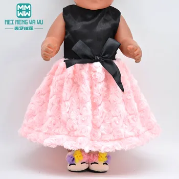 Drabužių lėlės tinka 43cm baby žaislas naujas gimęs lėlės ir Amerikiečių lėlės drabužių mados Pink rose suknelė, sijonas princesė suknelė