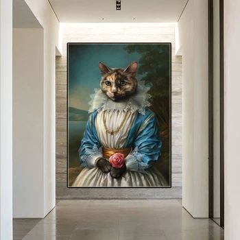 Drobė, Tapyba abstrakčiai Gyvūnų Plakatų rinkinys Retro teismas katė drobė spausdinti Naktiniai paveikslų namo Sienos Meno Dekoratyvinis nuotrauką