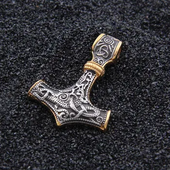 Dropshipping Aukso nerūdijančio plieno thor ' s hammer mjolnir pakabukas karoliai viking skandinavijos skandinavų vikingų karoliai Vyrų dovana