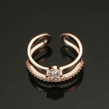 Du kartus Tikroji Prekės keičiamo dydžio Kubinis Cirkonis Žiedai, balta/rožinė Aukso Spalvos Vestuvių & Sužadėtuvių Papuošalai Dovana Moterims DFR481