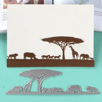 DUOFEN METALO PJOVIMO MIRŠTA Afrikos siluetas pievos gyvūnų drambliai rhino kupranugarių trafaretas 