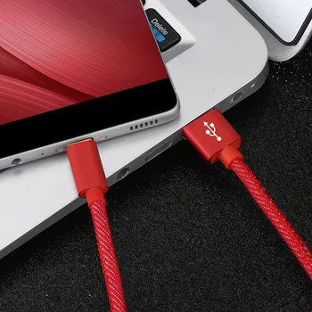 Džinsinio audinio Tinklelio Micro C Tipo Kabelis USB C Įkroviklio Kabelį, Laidą Samsung S8 Xiaomi 