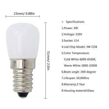 E14 220V 230V 3W Ryškus LED Šaldytuvas Šviesos E12 110V mini bulb lempa Šaldytuvas Šaldiklis Krištolo Sietynai