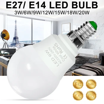 E27 LED Lemputės 220V E14 Bombillas Led 3W 6W 9W 12W 15W 18W 20W LED Lempos 240V Lemputės, Prožektoriai, Lempos, Namų Apšvietimo 2835 Ampul
