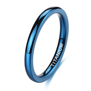 Eamti 2/4mm Titano žiedas Poliruoti Mėlyna Vyrų ir Moterų Kietas Žiedai Šalies Unisex Vestuvių Juostoje Pora Papuošalai Meilės Dovana
