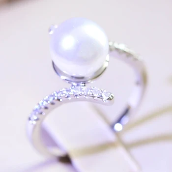 Elegantiška White Pearl Žiedai Moterims Twist Crystal Žiedą, Prabangūs Papuošalai Vestuvės Vestuvinis Žiedas Priedai L3D108
